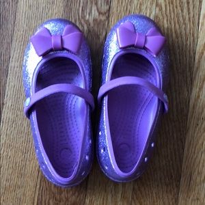 Girls crocs-purple glitter slip on Mary Jane